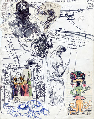 Paul Komoda ORIGINAL Sketchbook page 39a/39b  c.1980-1990