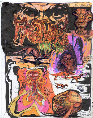 Paul Komoda ORIGINAL Sketchbook page 44a/44b ca.1980-1990