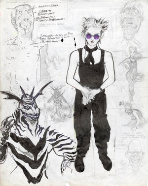 Paul Komoda ORIGINAL Sketchbook page 15a/15b  c.1980-1990