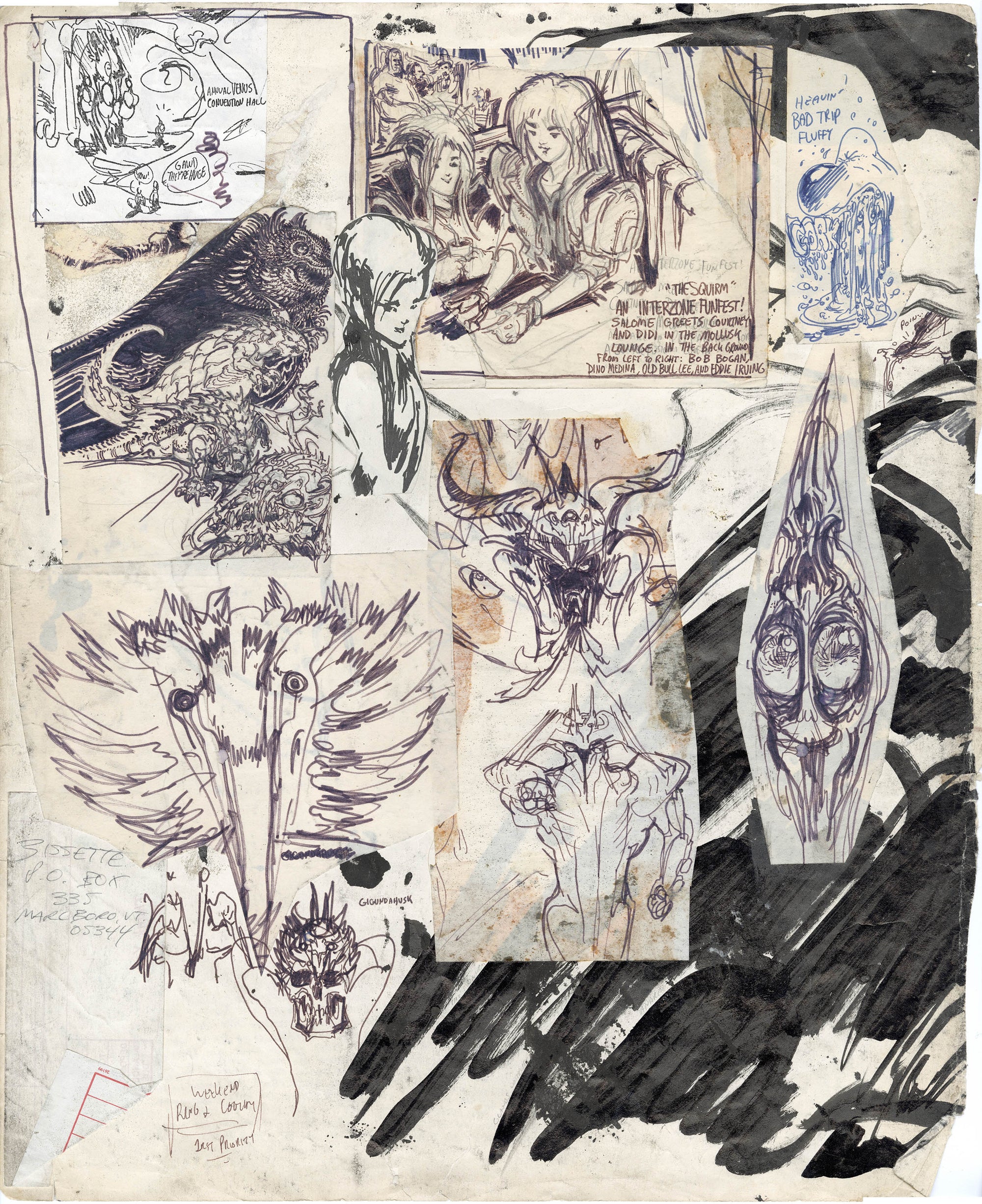 Paul Komoda ORIGINAL Sketchbook page 3a/3b  ca.1980-1990