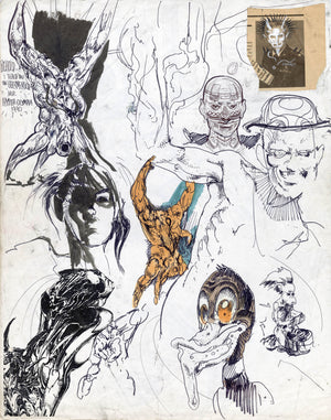 Paul Komoda ORIGINAL Sketchbook page 9a/9b  c.1980-1990